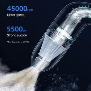 Фото: Автомобільний пилосос Usams US-ZB253 Mini Handheld Vacuum Cleaner LEJ Series White (XCQZB25301) № 7 | KTC