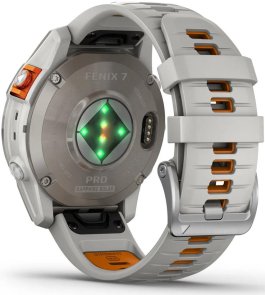 Смарт годинник Garmin Fenix 7 Pro Sapphire Solar Edition Titanium with Fog Gray/Ember Orange Band (010-02777-21)