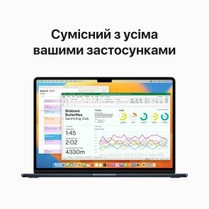 Фото: Вживаний Ноутбук Apple MacBook Air 15.3 2022 M2 8/256GB Midnight (MQKW3 A+) чудовий стан № 7 | KTC