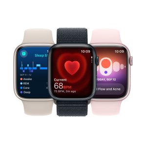 Смарт годинник Apple Watch Series 9 GPS 45mm Silver Aluminium Case with Storm Blue Sport Band - S/M (MR9D3)