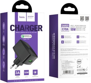 Зарядний пристрій Hoco C70A Cutting-edge 18W Black (6931474706638)