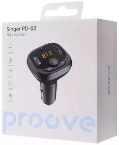 Автомобільний зарядний пристрій + FM-трансмітер Proove Launcher Singer PD-02 (FMSI15210001)