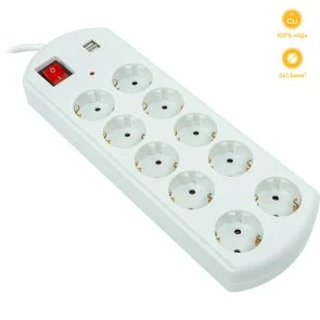 Фото: Мережевий фільтр PowerPlant 10/10m USB White (EX610563) № 2 | KTC