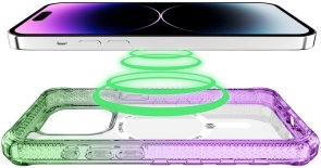 Чохол iTSkins for iPhone 15 Pro Supreme R Prism with MagSafe Light green and light purple (AP5X-SUPMA-LGLP)