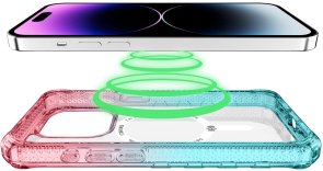 Чохол iTSkins for iPhone 15 Pro Supreme R Prism with MagSafe Light pink and light blue (AP5X-SUPMA-LPLB)