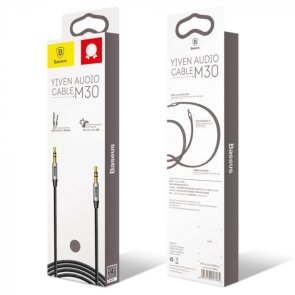  Кабель Baseus Yiven M30 Jack 3.5mm / Jack 3.5m 1m Black (CAM30-BS1)