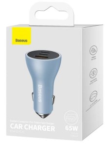 Автомобільний зарядний пристрій Baseus Golden Contactor Pro Triple Fast Charger 65W Blue (CGJP010003)