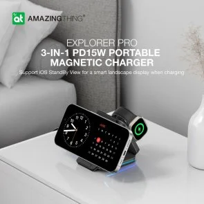 Фото: Бездротова зарядна станція AMAZINGthing Explorer Pro 3in1 MagSafe Black (EP3IN1SET) № 3 | KTC