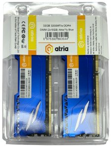  Оперативна пам’ять Atria Fly Blue DDR4 2x16GB (UAT43200CL18BLK2/32)