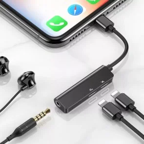 Фото: Перехідник Baseus L52 Lightning / 2xLightning/Jack 3.5mm Black (CALL52-01) № 2 | KTC