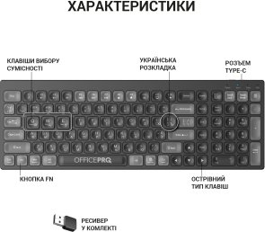 Клавіатура OfficePro SK985B Wireless Black