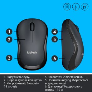 Миша Logitech M220 Silent Charcoal Black (910-004878)