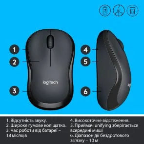Фото: Миша Logitech M220 Silent Charcoal Black (910-004878) № 6 | KTC
