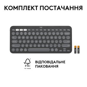 Клавіатура компактна Logitech Pebble Keys 2 K380s US International Tonal Graphite (920-011851)