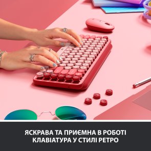 Клавіатура компактна Logitech Pop Wireless Heartbreaker Rose (920-010737)