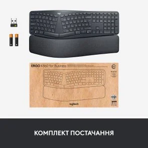 Фото: Клавіатура Logitech Ergo K860 Wireless Us/Ukr Graphite OEM (920-010352) № 10 | KTC