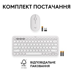 Комплект клавіатура+миша Logitech Pebble 2 Combo Tonal White (920-012240)