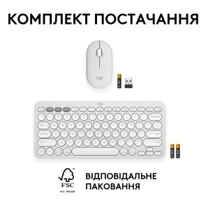 Фото: Комплект клавіатура+миша Logitech Pebble 2 Combo Tonal White (920-012240) № 8 | KTC