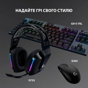 Гарнітура Logitech Lightspeed Wireless RGB Gaming Headset G733 Black (981-000864)