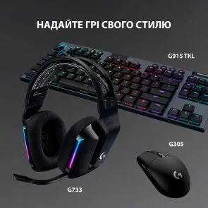 Фото: Гарнітура Logitech Lightspeed Wireless RGB Gaming Headset G733 Black (981-000864) № 11 | KTC
