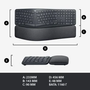 Фото: Клавіатура Logitech Ergo K860 Wireless Us/Ukr Graphite (920-010108) № 6 | KTC