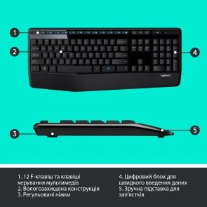 Фото: Комплект клавіатура+миша Logitech MK345 Wireless US/Ukr Black (920-006489) № 8 | KTC