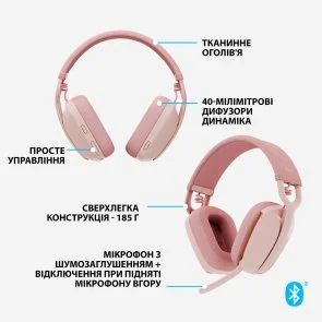 Фото: Гарнітура Logitech Zone Vibe 100 Rose (981-001224) № 6 | KTC