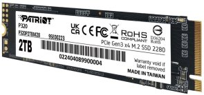 SSD-накопичувач Patriot P320 2280 PCIe 3.0 x4 NVMe 2TB (P320P2TBM28)