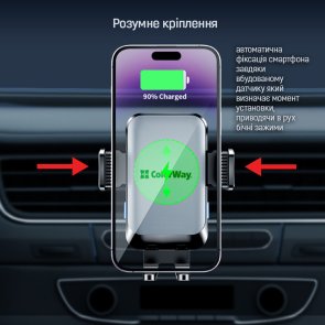 Кріплення для мобільного телефону ColorWay AutoSense Car Wireless Charger 2 Dashboard/Air Vent 15W (CW-CHAW040Q-BK)