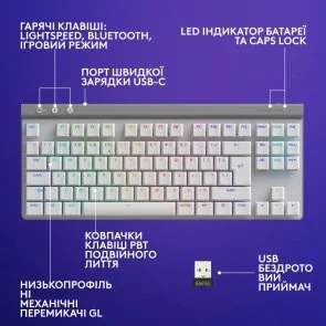 Фото: Клавіатура Logitech G515 Lightspeed TKL Tactile White (920-012539) № 7 | KTC