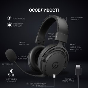 Гарнітура GamePro HS1260BT Black