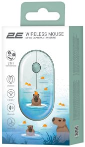 Миша 2E MF300 Capybara Tangerine Silent Wireless Green (2E-MF300WCAPIBARAGN)