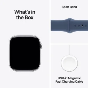 Фото: Смарт годинник Apple Watch Series 10 GPS 46mm Silver Aluminium Case with Denim Sport Band - M/L (MWWM3) № 9 | KTC
