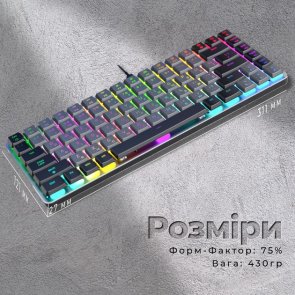 Клавіатура GamePro MK141R Red Switch Low Profile RGB USB Dark Gray