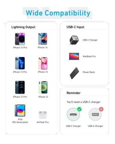 322 Type-C/Lightning 1.8m Black