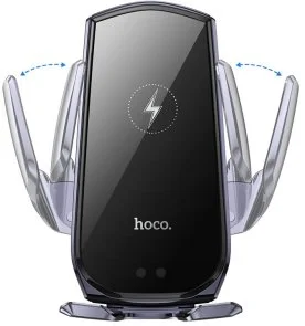 Фото: Кріплення для мобільного телефону Hoco CA202 Plus Enlightener Infrared Induction Wireless Charging Car Holder air outlet Black Metal Gray (6942007623469) № 3 | KTC