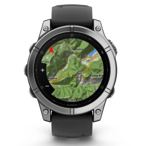 Смарт годинник Garmin Fenix E - 47 mm AMOLED Stainless Steel with Black Silicone Band (010-03025-00)