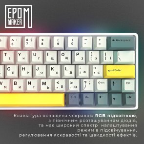 Клавіатура Epomaker EP64 Mulan Switch Hot-Swap RGB White (EP64-W-M)