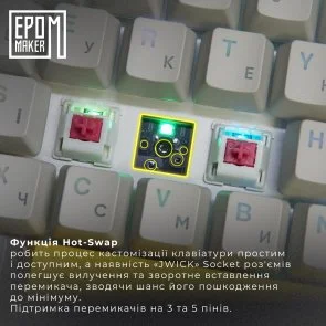 Фото: Клавіатура Epomaker EP64 Mulan Switch Hot-Swap RGB White (EP64-W-M) № 15 | KTC