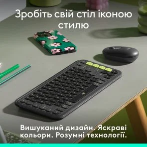 Фото: Клавіатура Logitech Pop Icon Keys Wireless Graphite/Green (920-013157) № 2 | KTC