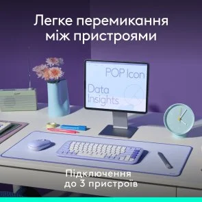 Фото: Комплект клавіатура+миша Logitech POP Icon Combo Rose/Off White (920-013142) № 8 | KTC