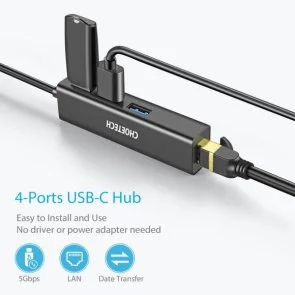 Фото: USB-хаб Choetech HUB-U02 4in1 (HUB-U02-BK) № 3 | KTC