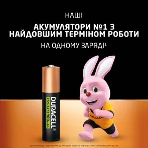 Фото: Акумулятор Duracell Rechargeable HR03 AAA 900mAh BL/4 (5005015) № 3 | KTC