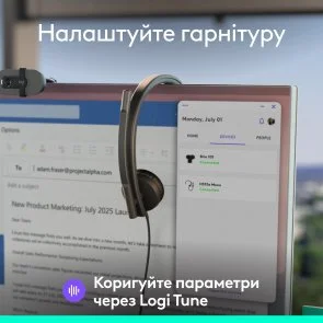 Фото: Гарнітура Logitech H570e Mono USB-A Teams version Black (981-001426) № 12 | KTC