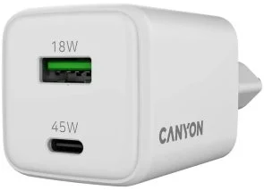 Фото: Зарядний пристрій Canyon CU45AC GaN 45W White (CNS-CUW45AC) № 3 | KTC