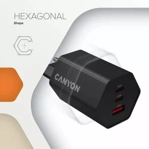 Фото: Зарядний пристрій Canyon Hexagon 65 QC PD GaN 65W White (CND-CHAHEX65W) № 6 | KTC