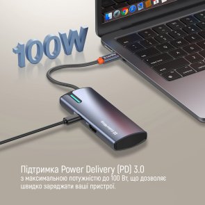 USB-хаб ColorWay USB-C PD 100W 4K 5in1 (CW-HUB01)