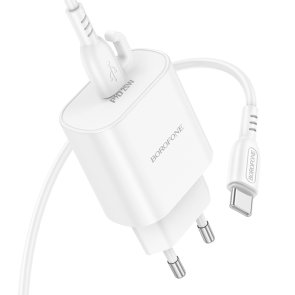 Зарядний пристрій BOROFONE BA82A Platinum 25W White with Type-C/Type-C (6941991112270)
