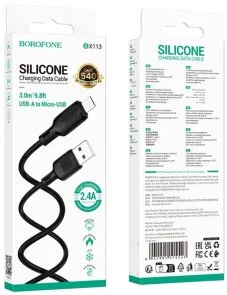 Фото: Кабель BOROFONE BX113 Lenny 2.4A AM / MicroB 3m Black (6941991115547) № 5 | KTC