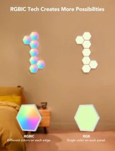 Фото: Настінний світильник Govee H6061 Glide Hexa Light Panels RGBIC Wi-Fi/BT 10pcs White (B6061301) № 13 | KTC